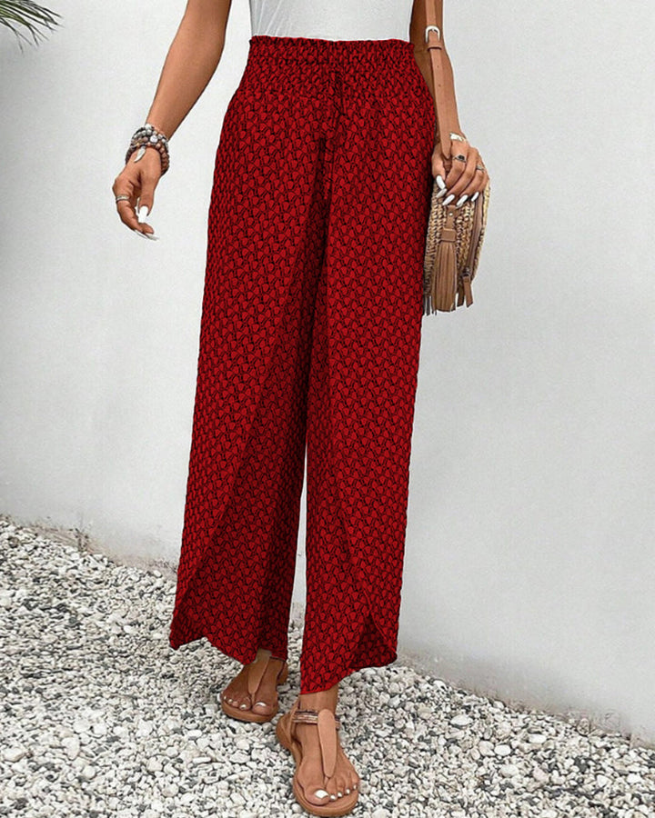 Lunara Women's Wide-Leg Geometric Print Trousers for Autumn