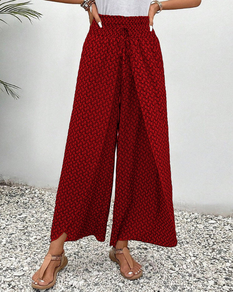 Lunara Women's Wide-Leg Geometric Print Trousers for Autumn