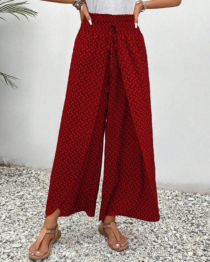 Lunara Women's Wide-Leg Geometric Print Trousers for Autumn