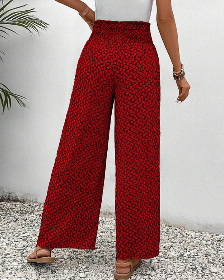 Lunara Women's Wide-Leg Geometric Print Trousers for Autumn
