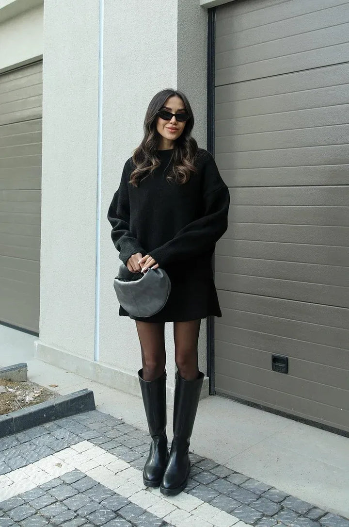 NEVA 2-Piece Oversized Sweater and Skirt Set for Women – Comfortable Stylish Autumn Outfit
