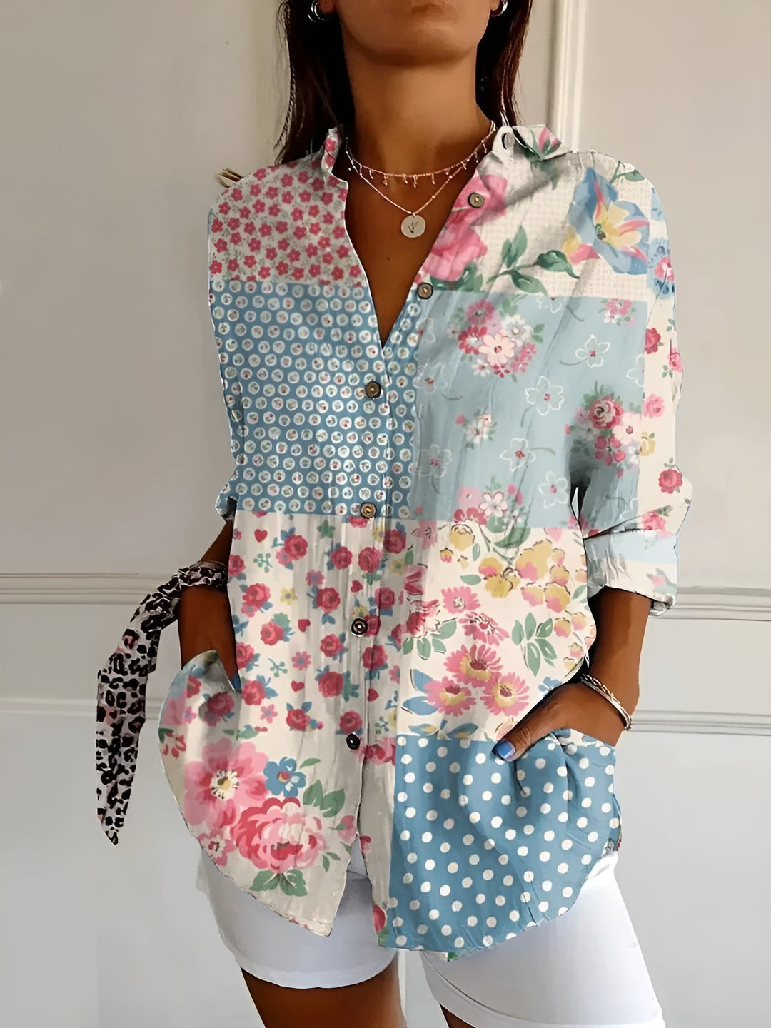 Avril Chic Lightweight Blouse with Whimsical Prints for Summer and Autumn