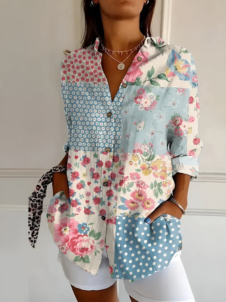 Avril Chic Lightweight Blouse with Whimsical Prints for Summer and Autumn
