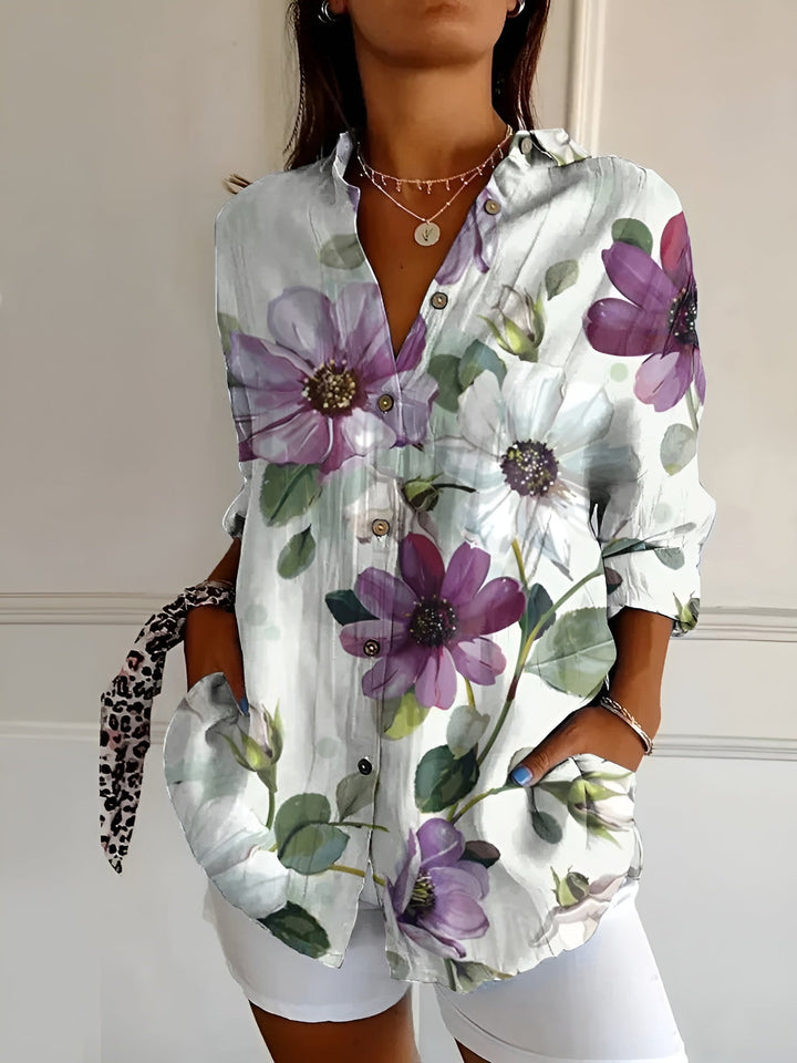 Avril Chic Lightweight Blouse with Whimsical Prints for Summer and Autumn