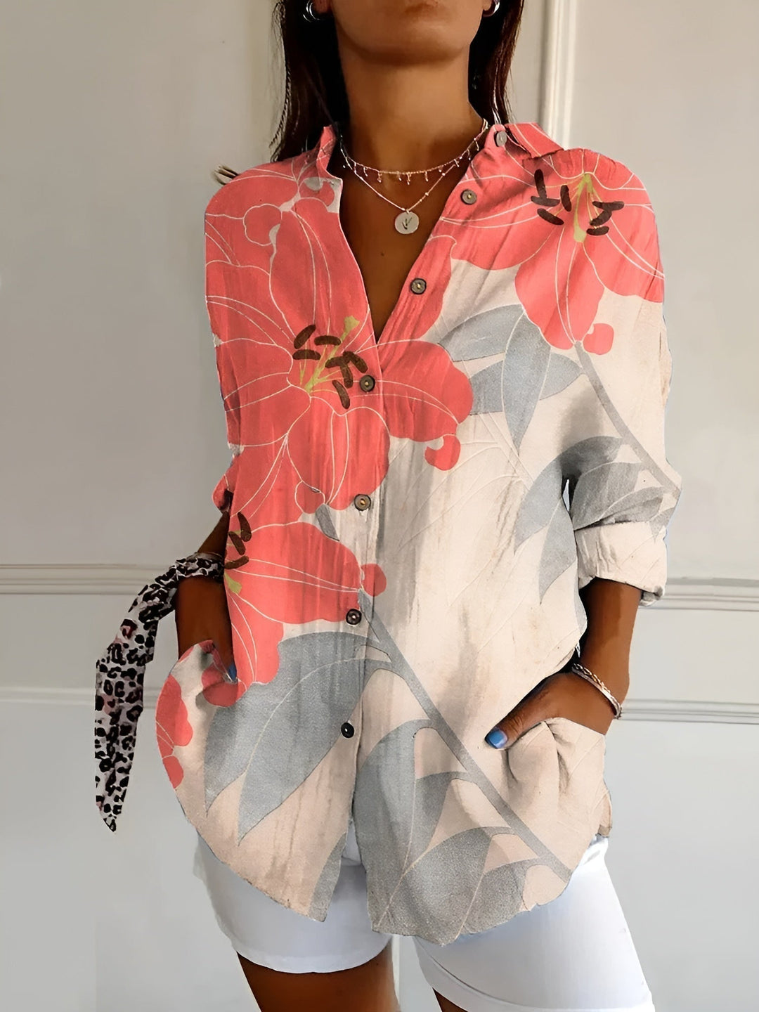 Avril Chic Lightweight Blouse with Whimsical Prints for Summer and Autumn