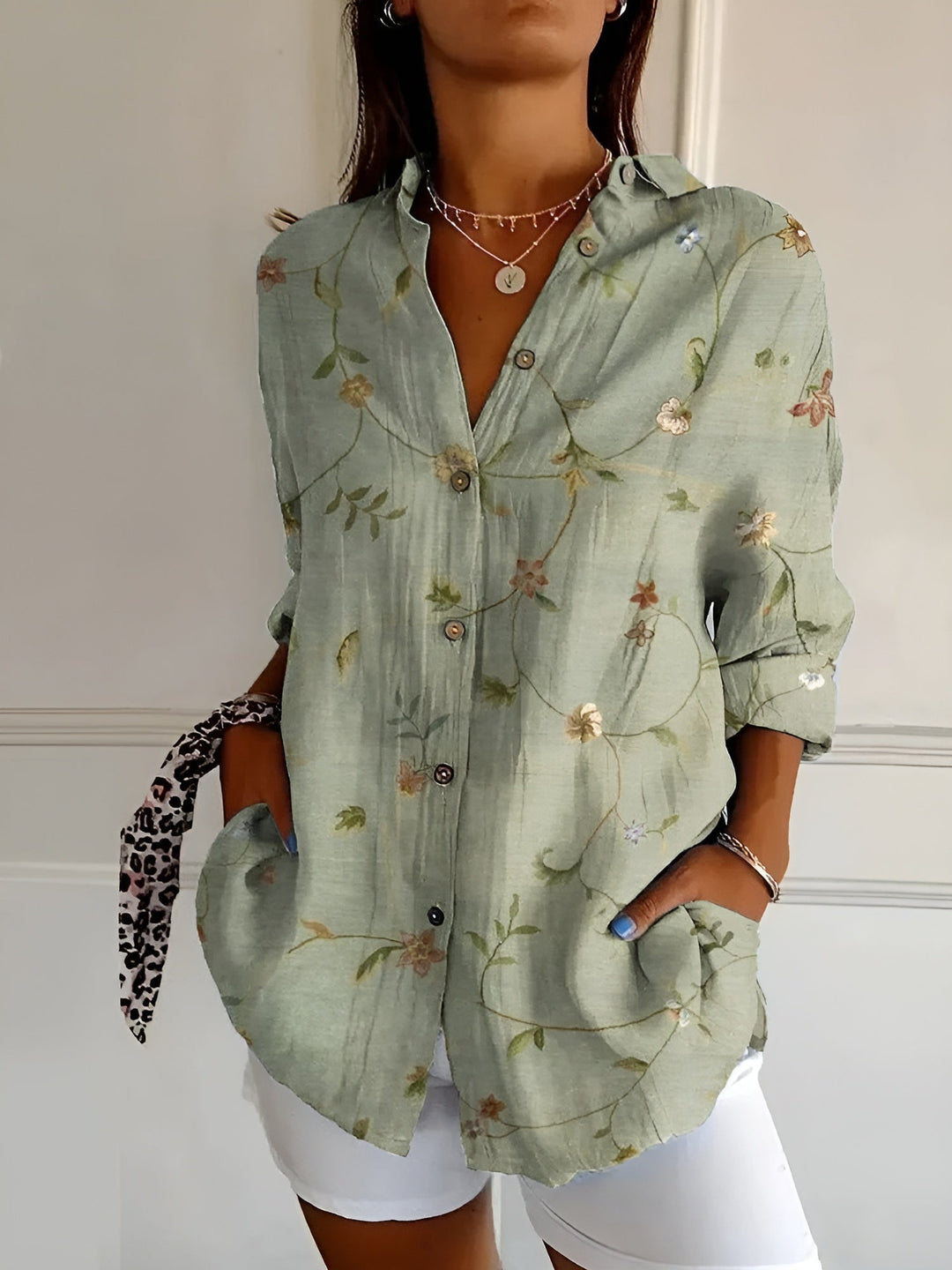 Avril Chic Lightweight Blouse with Whimsical Prints for Summer and Autumn