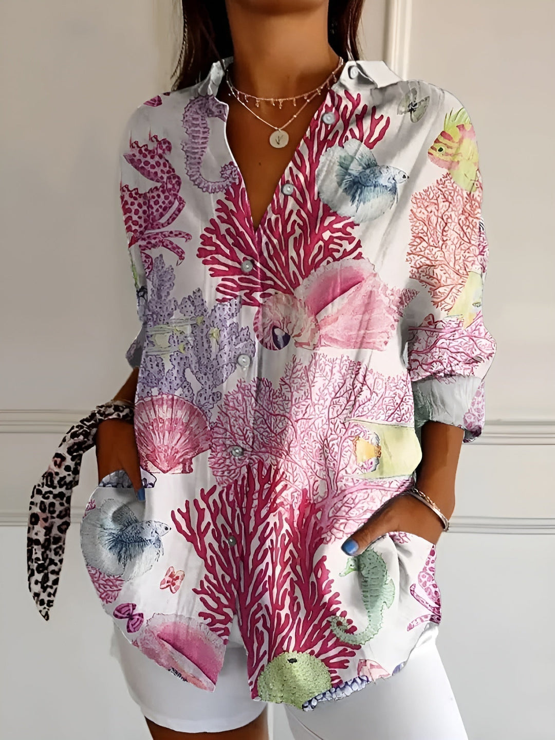 Avril Chic Lightweight Blouse with Whimsical Prints for Summer and Autumn