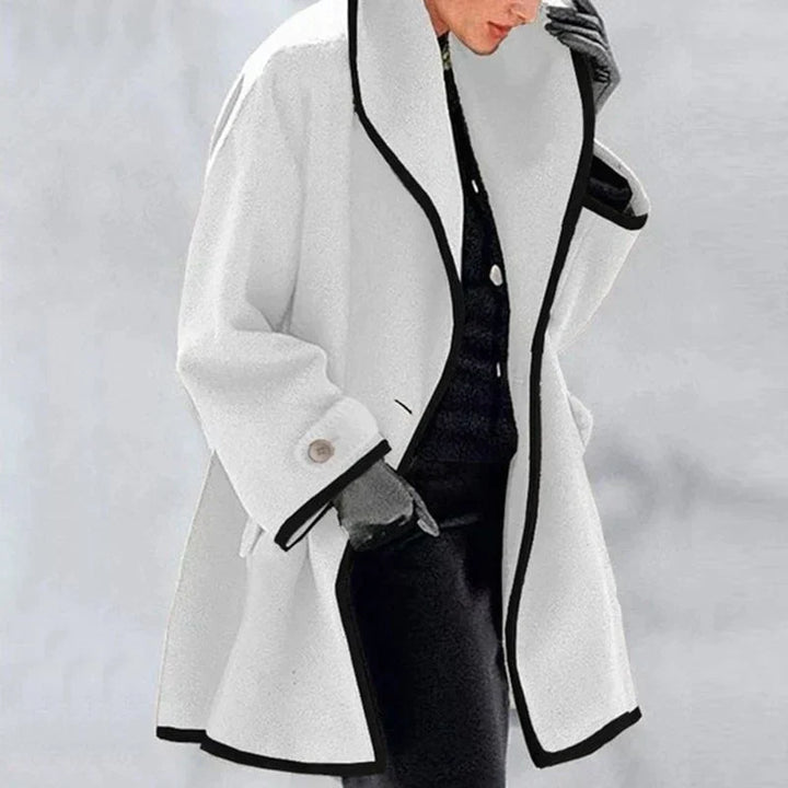 Maria Elegant and Trendy Autumn Fleece Wool Blend Jacket with Double Row Buttons