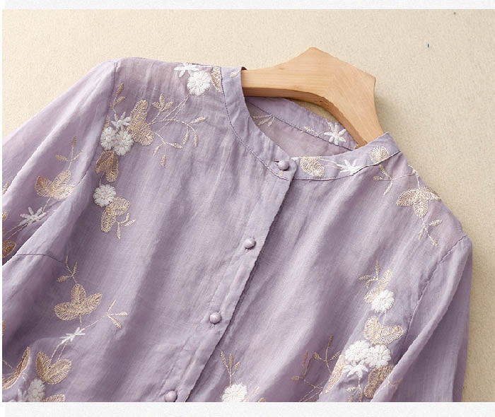 Kourtney Chic Embroidered Blouse Lightweight Breathable Design for Summer and Autumn